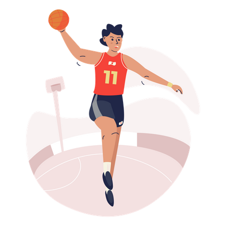 Basketball athlete jump with ball Illustration