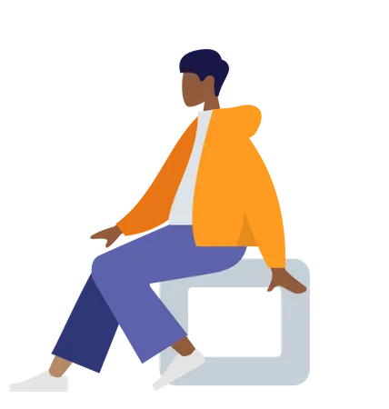 Black man sitting on stool Illustration