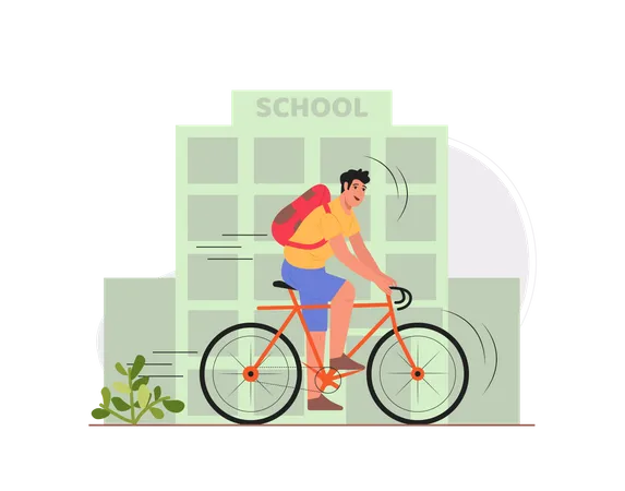Boy going to the school Illustration
