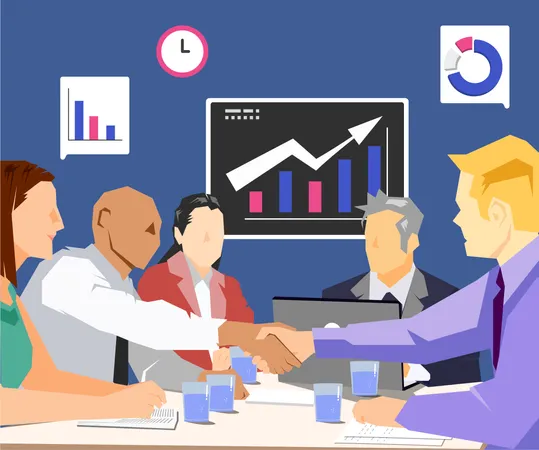 Business partners shaking hands Illustration