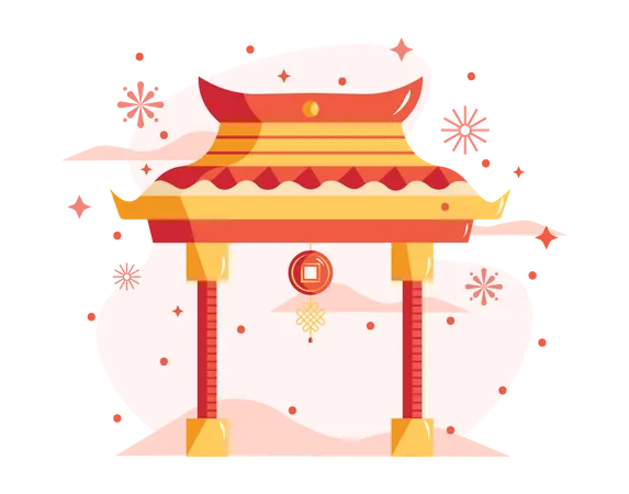 Chinese gate Illustration