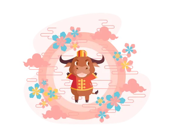 Chinese new year 2021 year of the ox Illustration