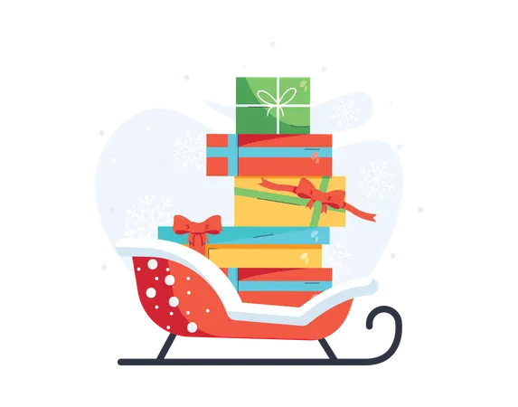 Christmas gifts on the sledge Illustration