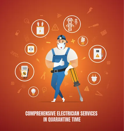 Comprehensive Electrician Services in Quarantine Time Illustration