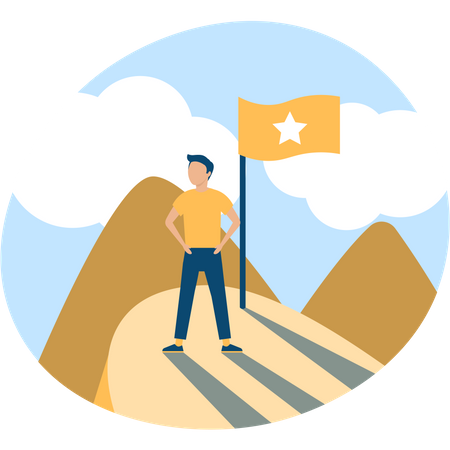Concept of man got success and achieving goal Illustration