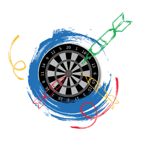 Concept of target or goal with dartboard and arrows Illustration