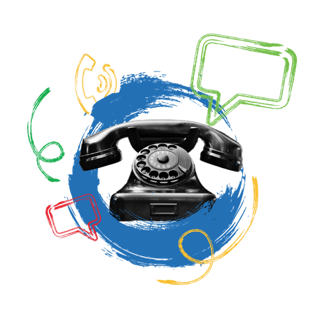 Concept of tele communication with telephone and massaging Illustration