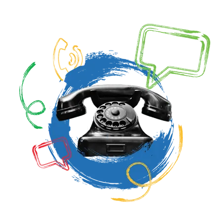 Concept of tele communication with telephone and massaging Illustration