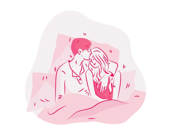 Couple Cuddling Illustration