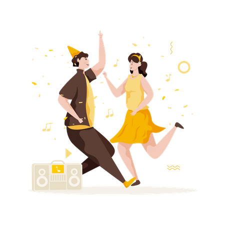 Couple dance party Illustration