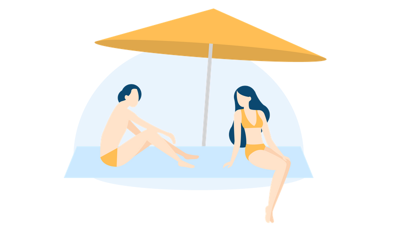 Couple enjoying in beach Illustration