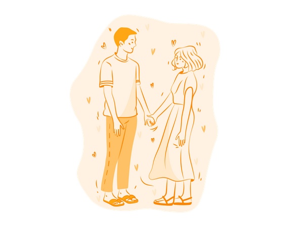 Couple holding Hands Illustration