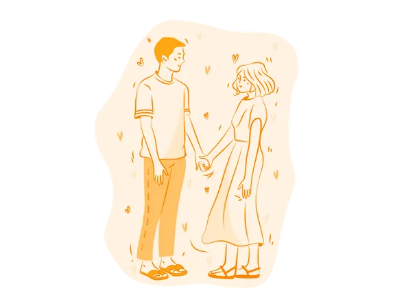 Couple holding Hands Illustration