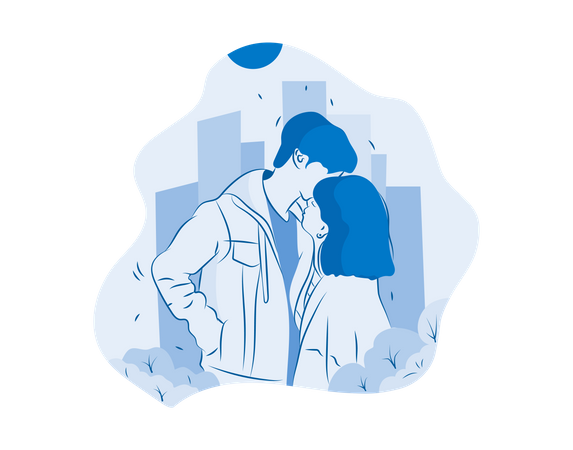 Couple kissing Illustration