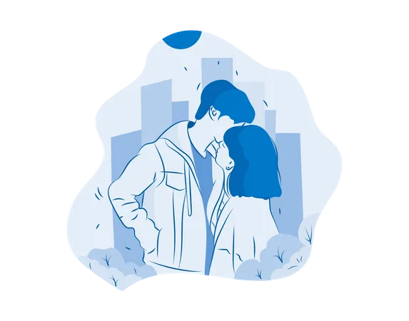 Couple kissing Illustration
