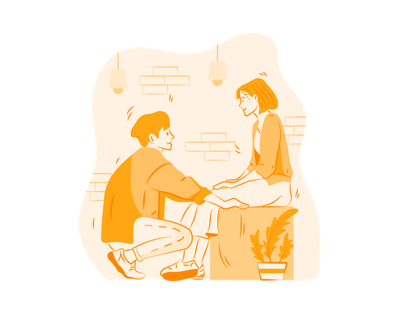 Couple Talking gazing eachother Illustration