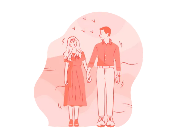 Couple walking together Illustration