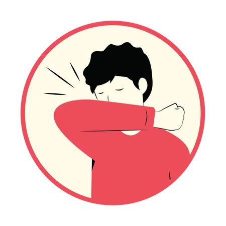 Cover face while sneezing or coughing Illustration