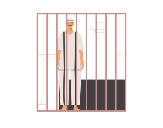 Criminal in jail Illustration