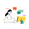 illustrations for woman on computer