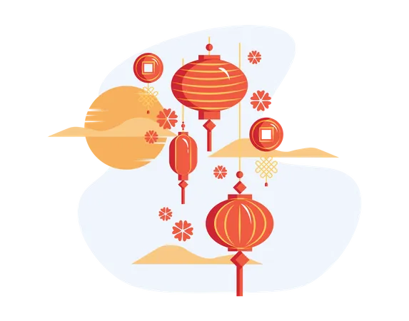 Decorative Chinese Lantern Illustration