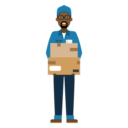 Deliveryman holding package Illustration