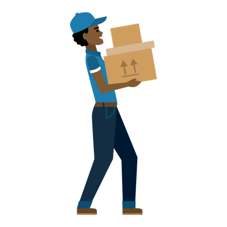 Deliveryman walking with box Illustration