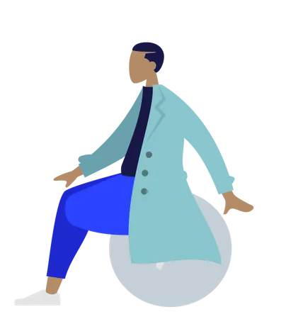 Doctor sitting on ball Illustration
