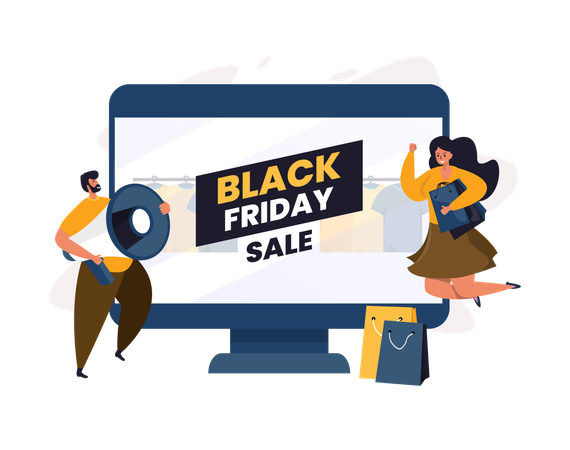 E-commerce with Black Friday sale Illustration
