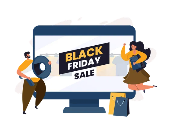 E-commerce with Black Friday sale Illustration