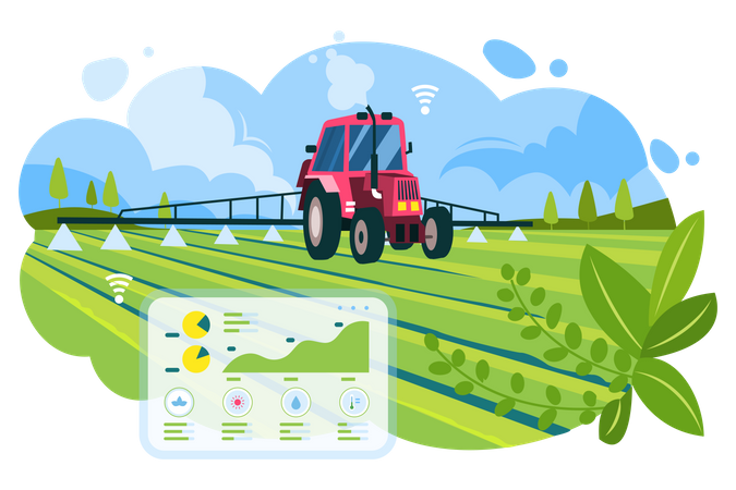 Farming using autonomous Cultivator Illustration