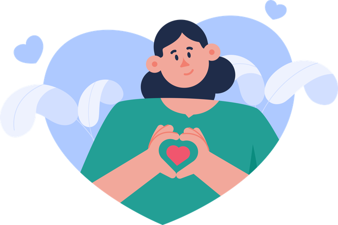 Free 自分を愛する愛の手を持つ女性  イラスト