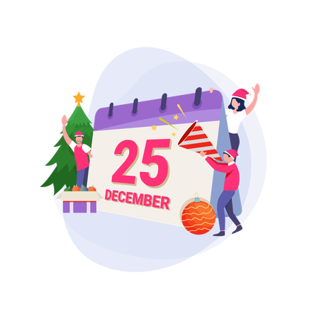 Free 25 de dezembro para comemorar o Natal com amigos  Ilustração