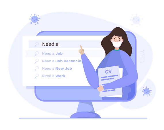 Free A woman looking for a job on website  Illustration