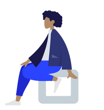 Free Afro woman sitting on square  Illustration