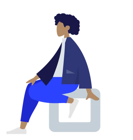 Free Afro woman sitting on square  Illustration