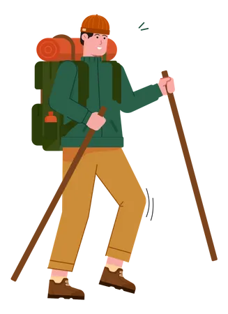 Free Alpinista escalando usando bastões  Ilustração
