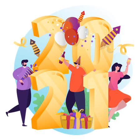 Free Aproveitando a festa de ano novo  Ilustração
