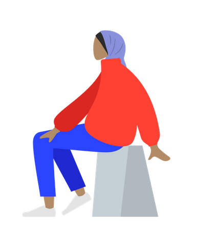 Free Arab woman sitting on stool  Illustration