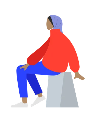 Free Arab woman sitting on stool  Illustration