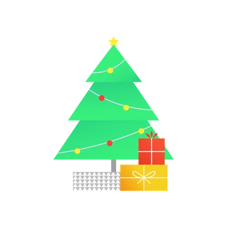 Free Árbol de navidad y regalo  Ilustración