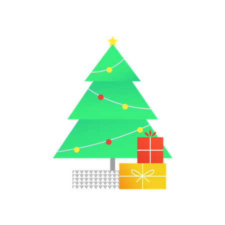 Free Arbre de Noël et cadeau  Illustration