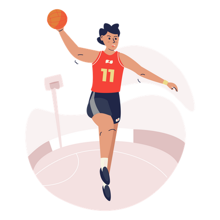 Free Athlète de basket-ball saute avec le ballon  Illustration