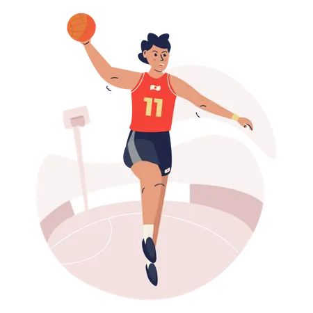 Free Athlète de basket-ball saute avec le ballon  Illustration