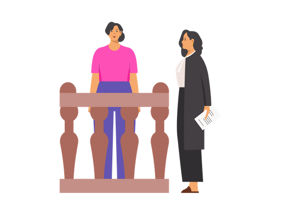 Free Avocat interrogeant une dame  Illustration