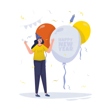 Free Balão de festa de ano novo  Ilustração