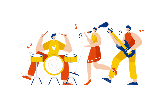 Free Banda musical actuando  Ilustración