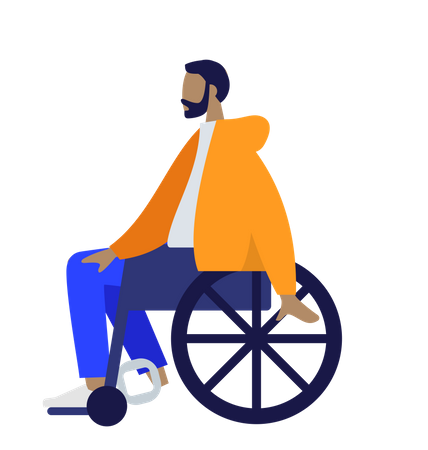 Free Bart Mann sitzt auf Rollstuhl  Illustration