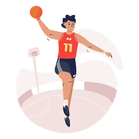 Free Basketball athlete jump with ball Illustration