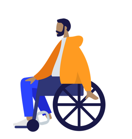 Free Beard man sitting on wheelchair  Illustration